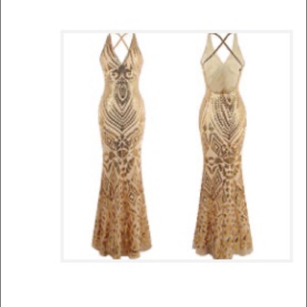 v-neck sequence dress